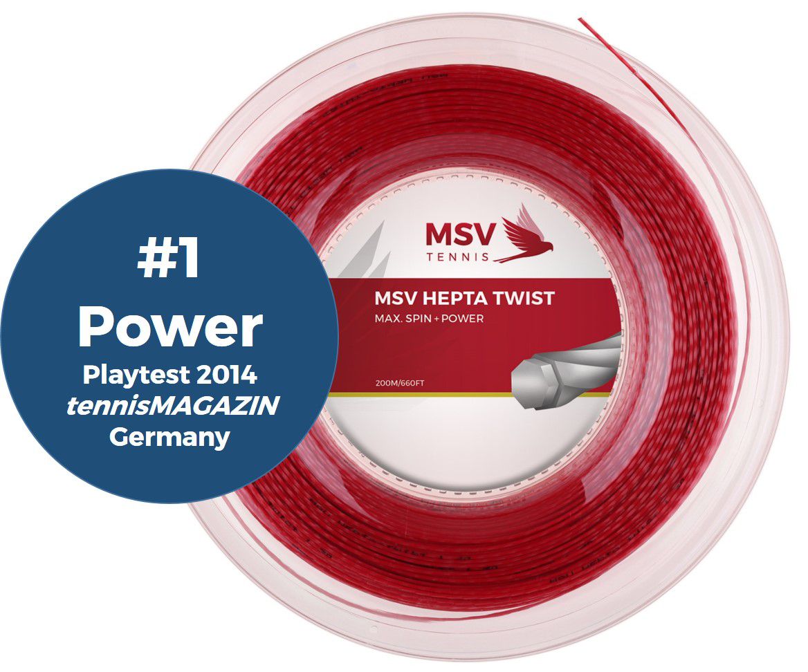 MSV Hepta Twist Tennis String 200m 1,25mm red